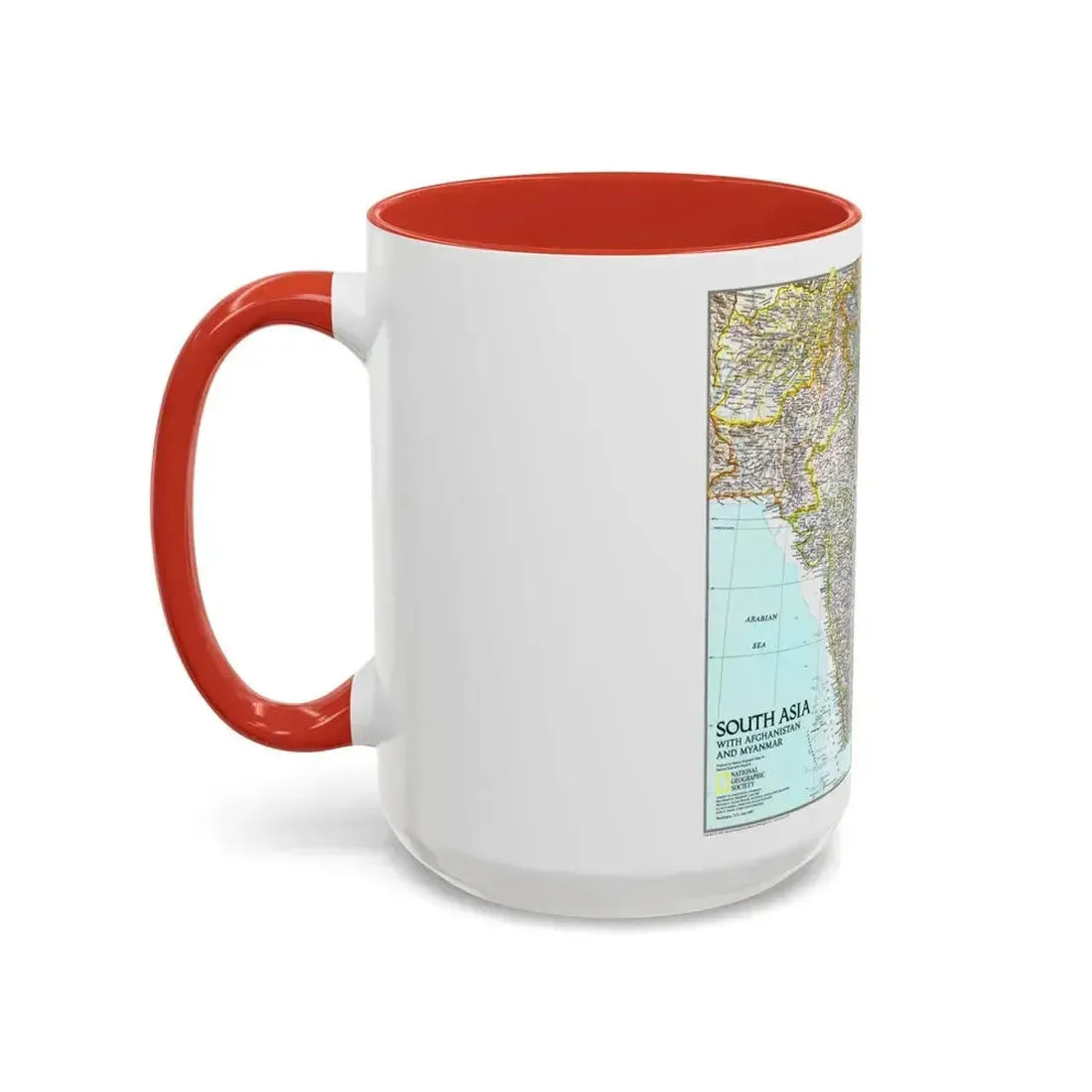 Asia - South with Afghanistan and Myanmar (1997) (Map) Accent Coffee Mug - Go Mug Yourself