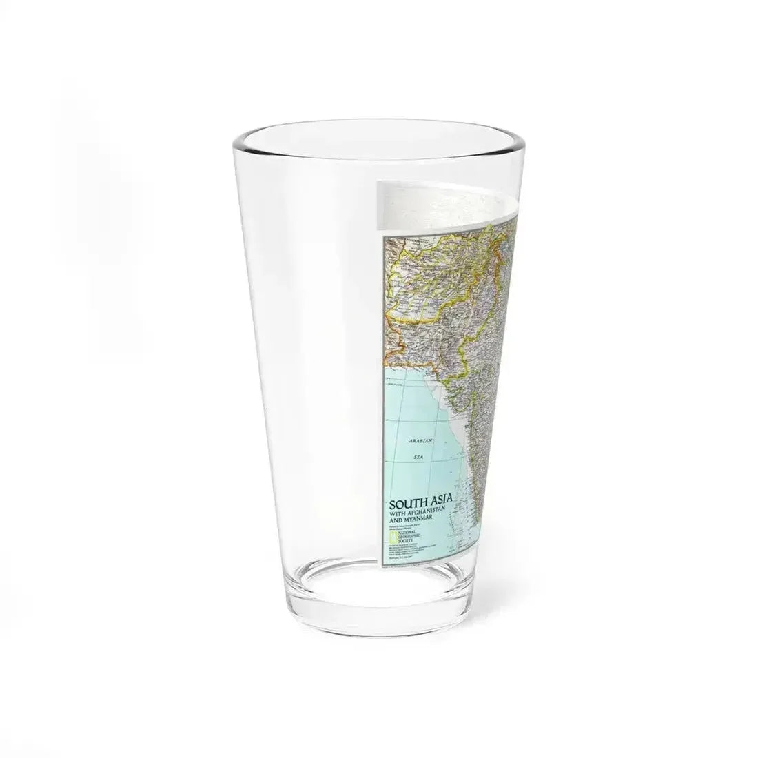 Asia - South with Afghanistan and Myanmar (1997) (Map) Pint Glass 16oz - Go Mug Yourself