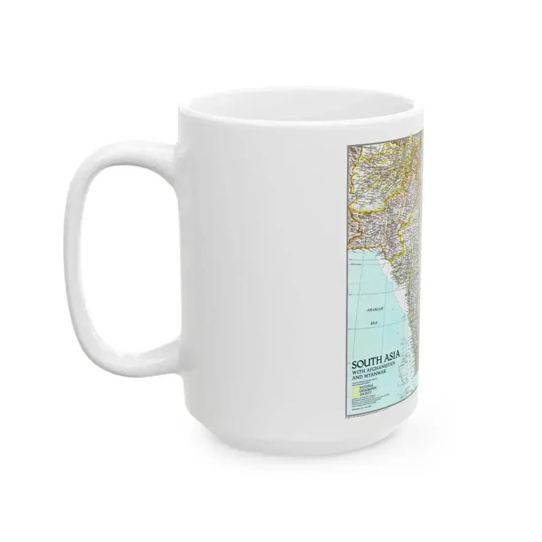 Asia - South with Afghanistan and Myanmar (1997) (Map) White Coffee Mug - Go Mug Yourself