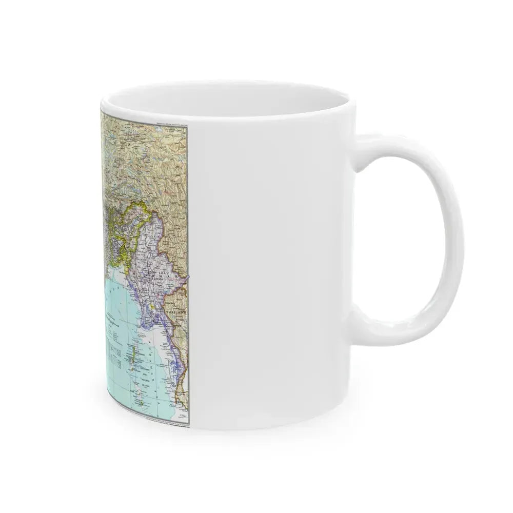 Asia - South with Afghanistan and Myanmar (1997) (Map) White Coffee Mug - Go Mug Yourself