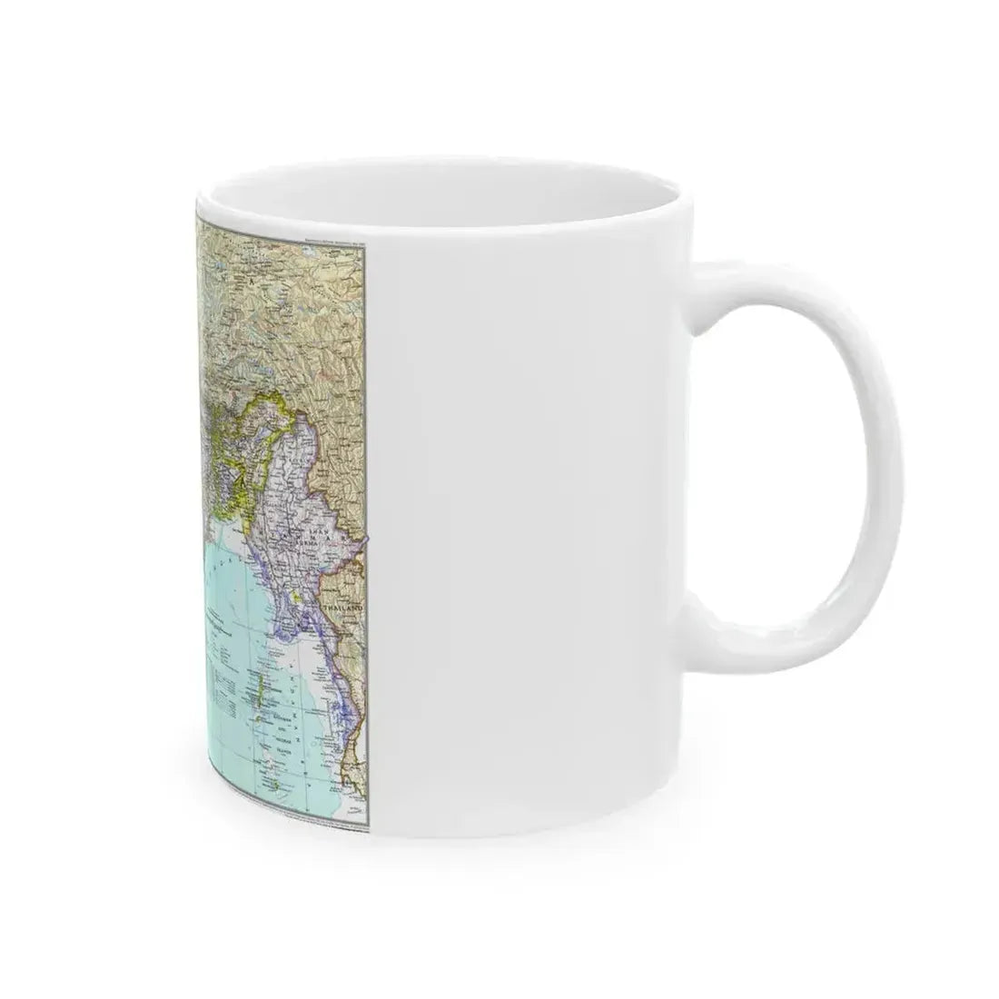 Asia - South with Afghanistan and Myanmar (1997) (Map) White Coffee Mug - Go Mug Yourself