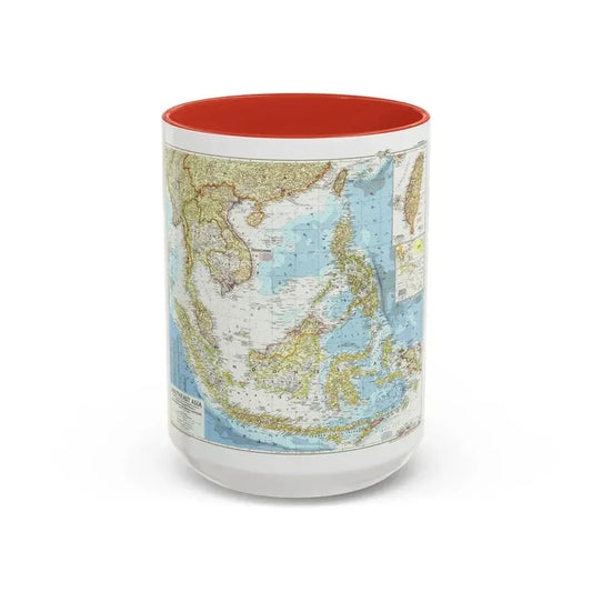 Asia - Southeast (1955) (Map) Accent Coffee Mug 15oz Red - Go Mug Yourself