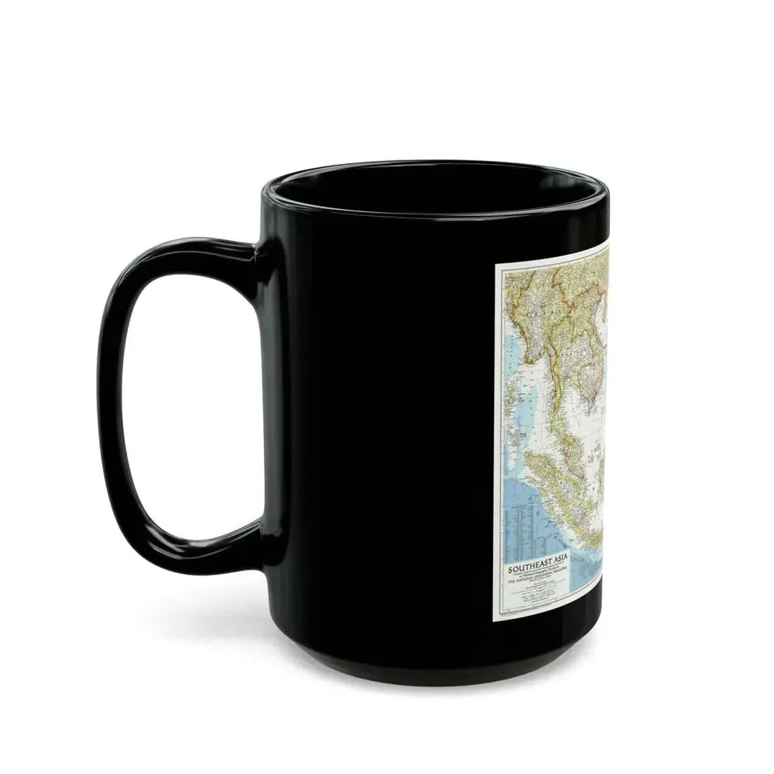 Asia - Southeast (1955) (Map) Black Coffee Mug - Go Mug Yourself