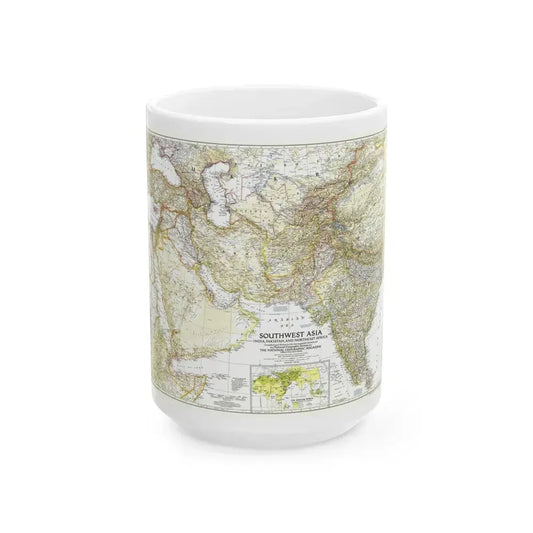 Asia - Southwest (1952) (Map) White Coffee Mug 15oz - Go Mug Yourself