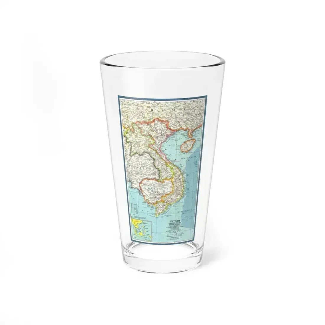 Asia - Viet Nam, Cambodia, Laos (1965) (Map) Pint Glass 16oz 16oz - Go Mug Yourself
