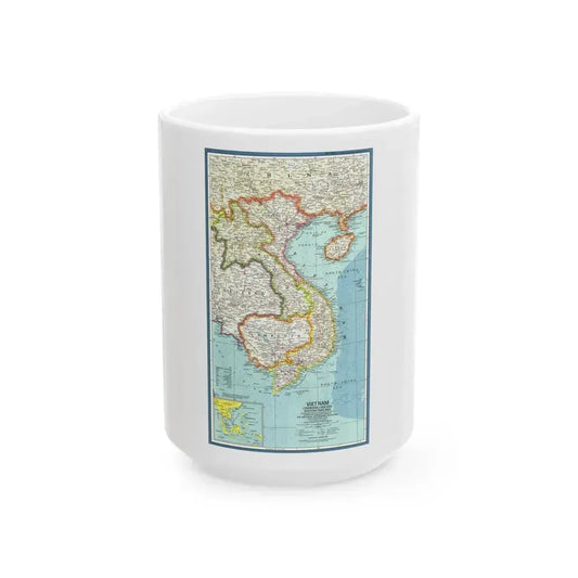 Asia - Viet Nam, Cambodia, Laos (1965) (Map) White Coffee Mug 15oz - Go Mug Yourself