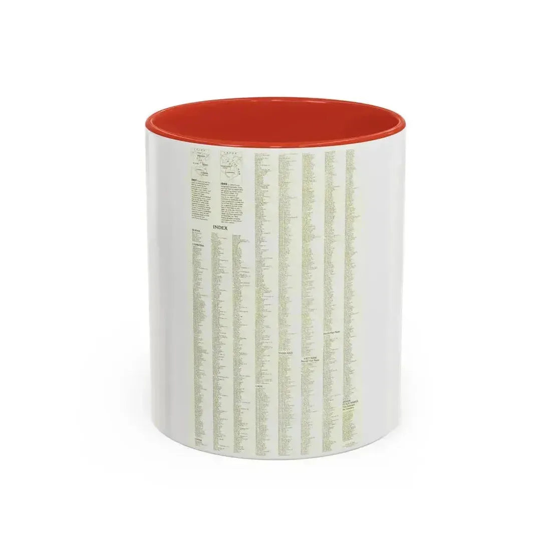 Asia - Viet Nam, Cambodia, Laos--Index (1965) (Map) Accent Coffee Mug 11oz Red - Go Mug Yourself