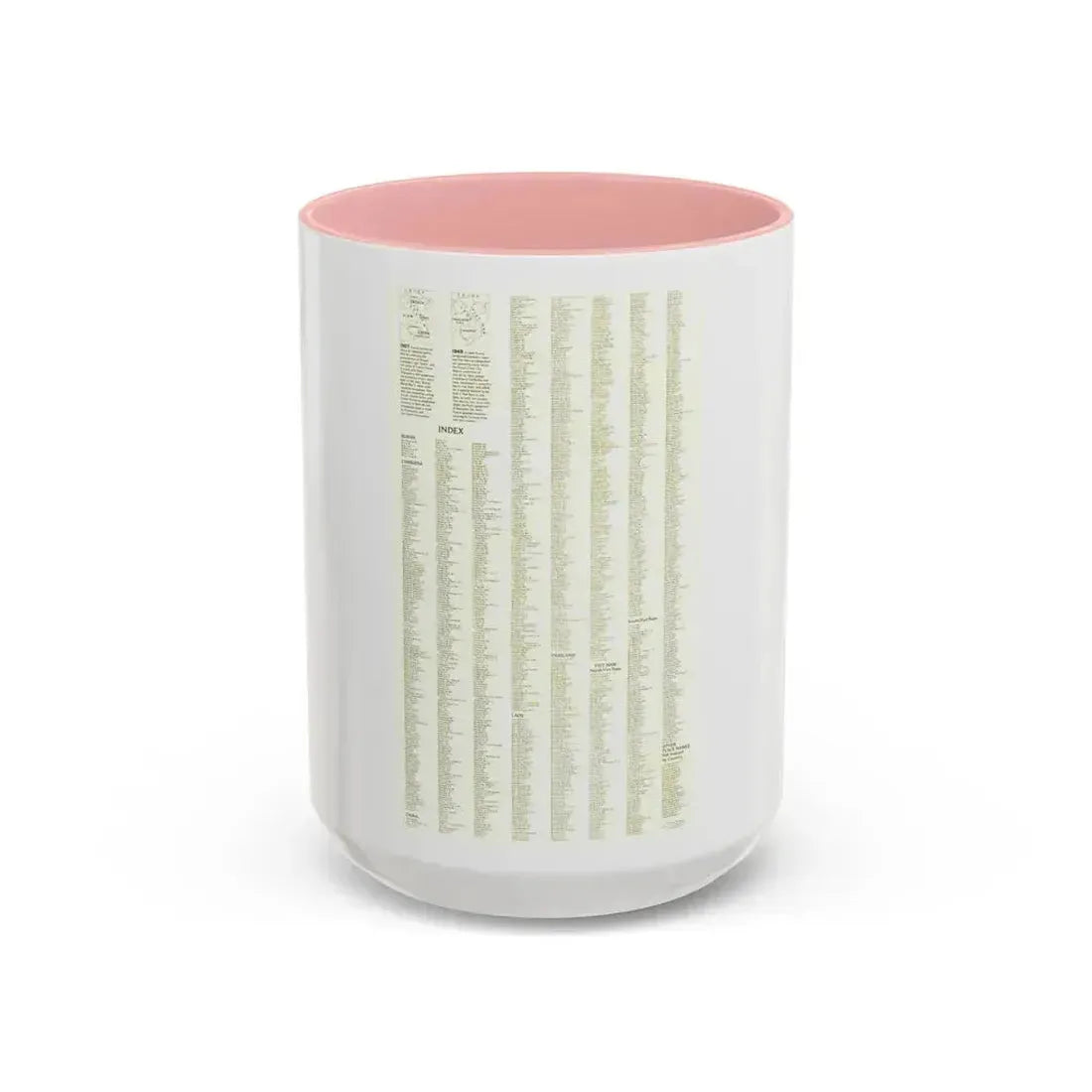 Asia - Viet Nam, Cambodia, Laos--Index (1965) (Map) Accent Coffee Mug 15oz Pink - Go Mug Yourself