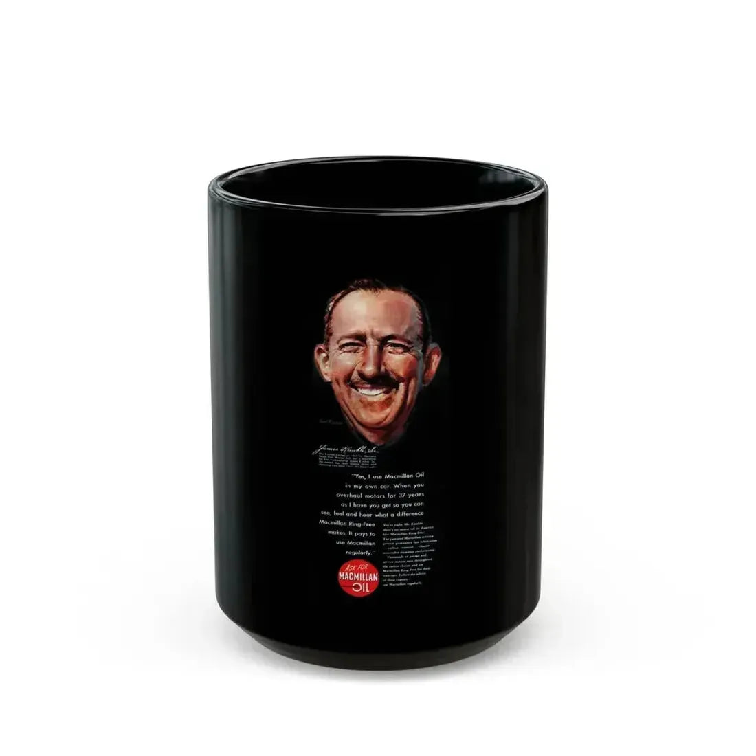 Ask For MacMillan Oil, advertisement, Collier's, July 31, 1948 - Black Coffee Mug 15oz - Go Mug Yourself