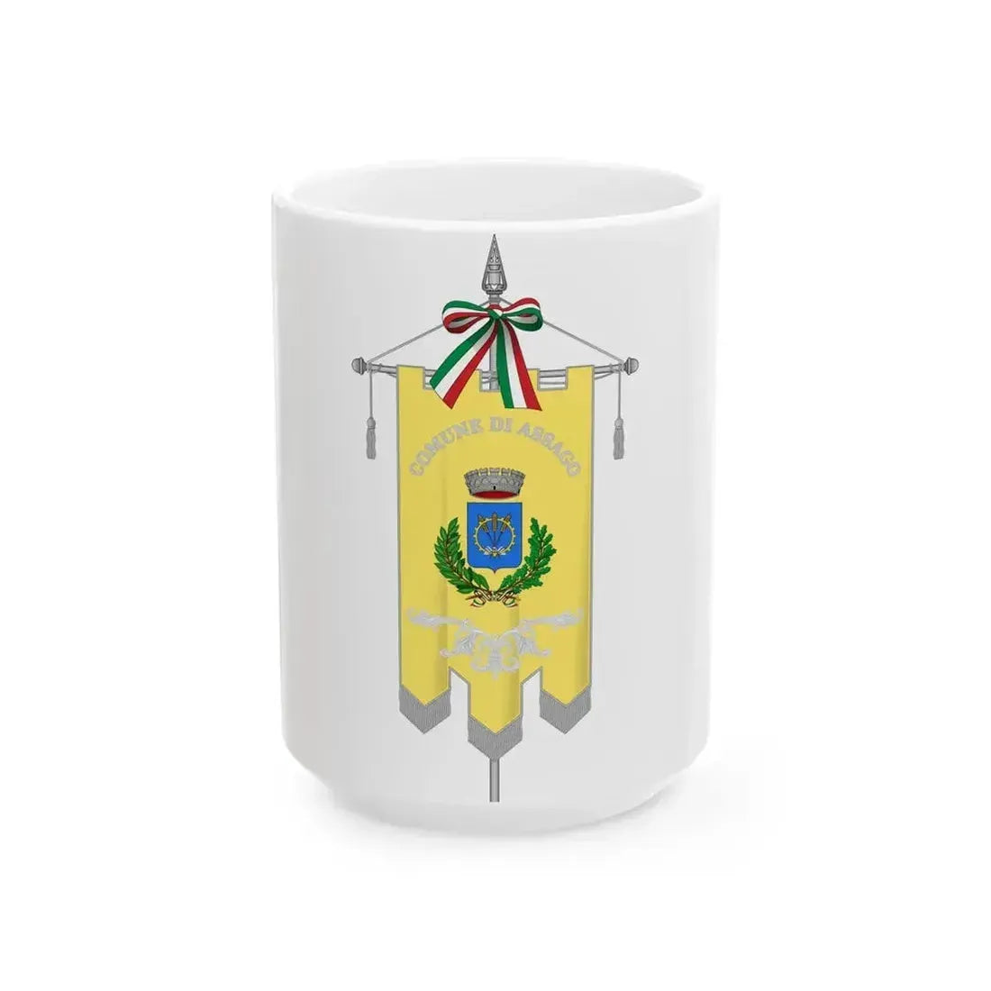 Assago-Gonfalone (Italy) White Coffee Mug 15oz - Go Mug Yourself