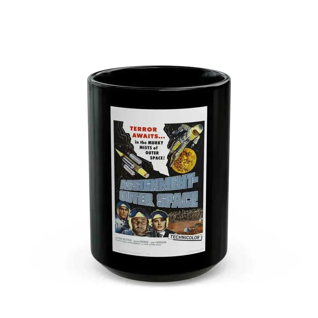ASSIGNMENT OUTER SPACE 1960 Movie Poster - Black Coffee Mug 15oz - Go Mug Yourself
