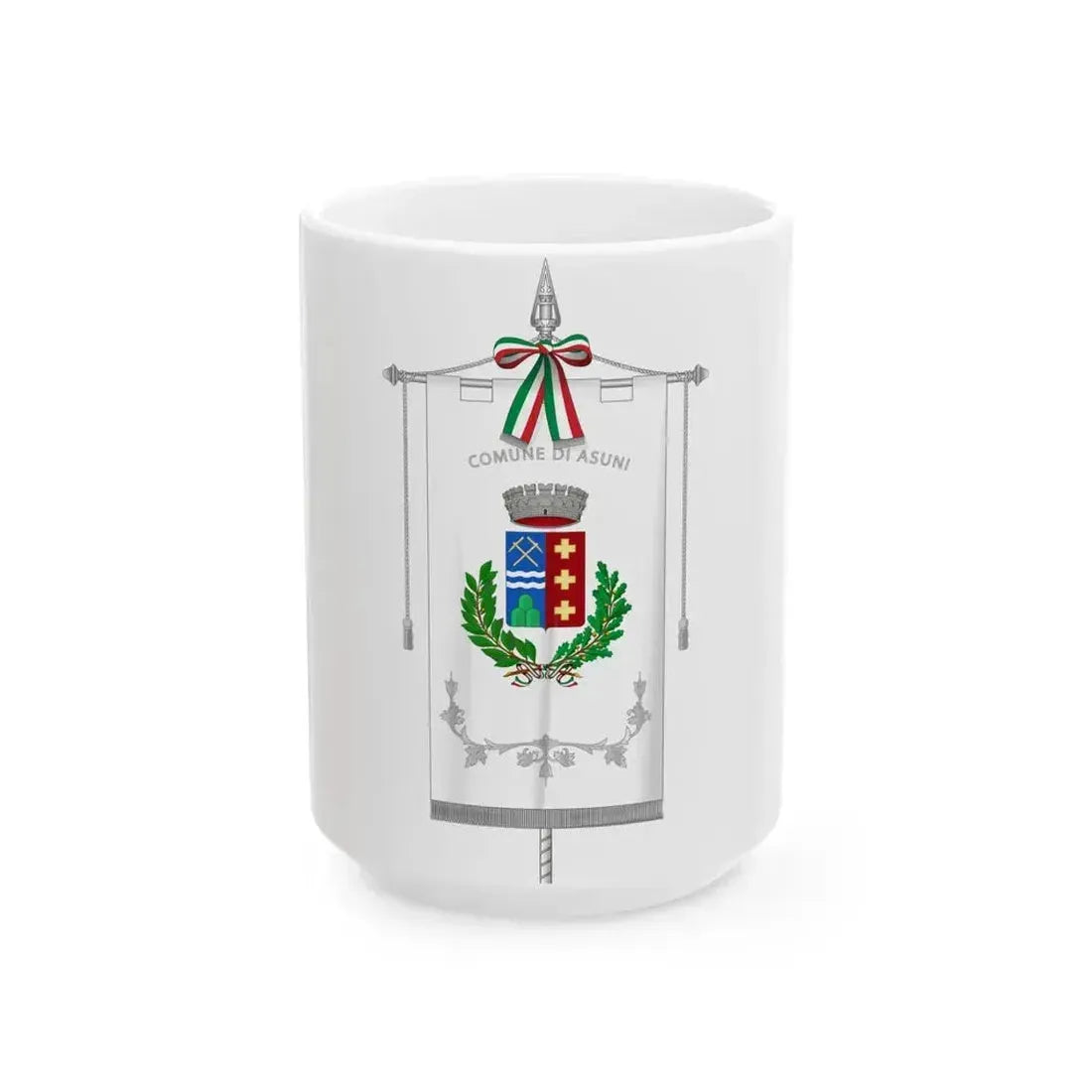 Asuni-Gonfalone (Italy) White Coffee Mug 15oz - Go Mug Yourself