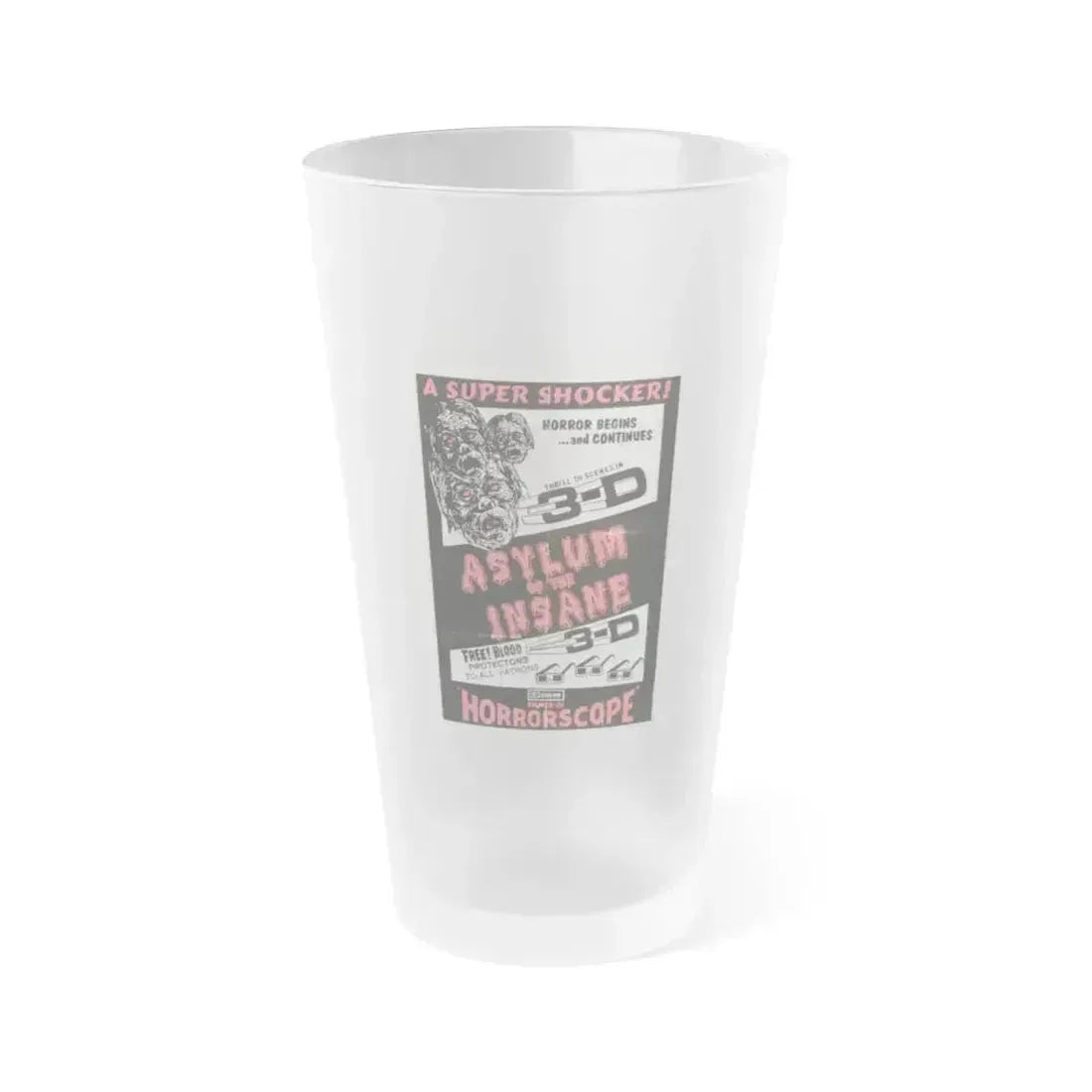 ASYLUM OF THE INSANE 1967 Movie Poster - Frosted Pint Glass 16oz 16oz Frosted - Go Mug Yourself