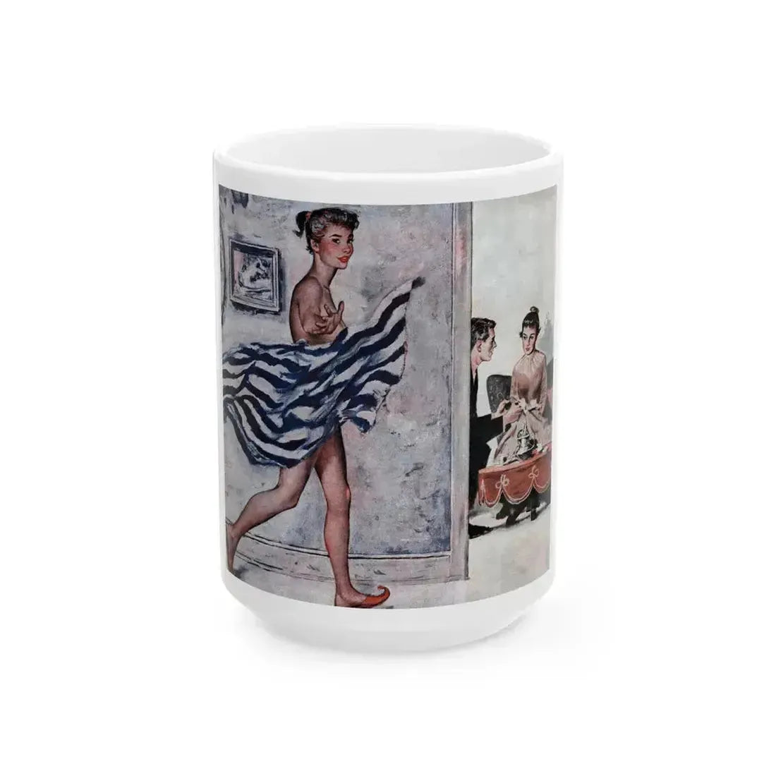 At First Sight, Cosmopolitan, April 1957 - White Coffee Mug 15oz - Go Mug Yourself