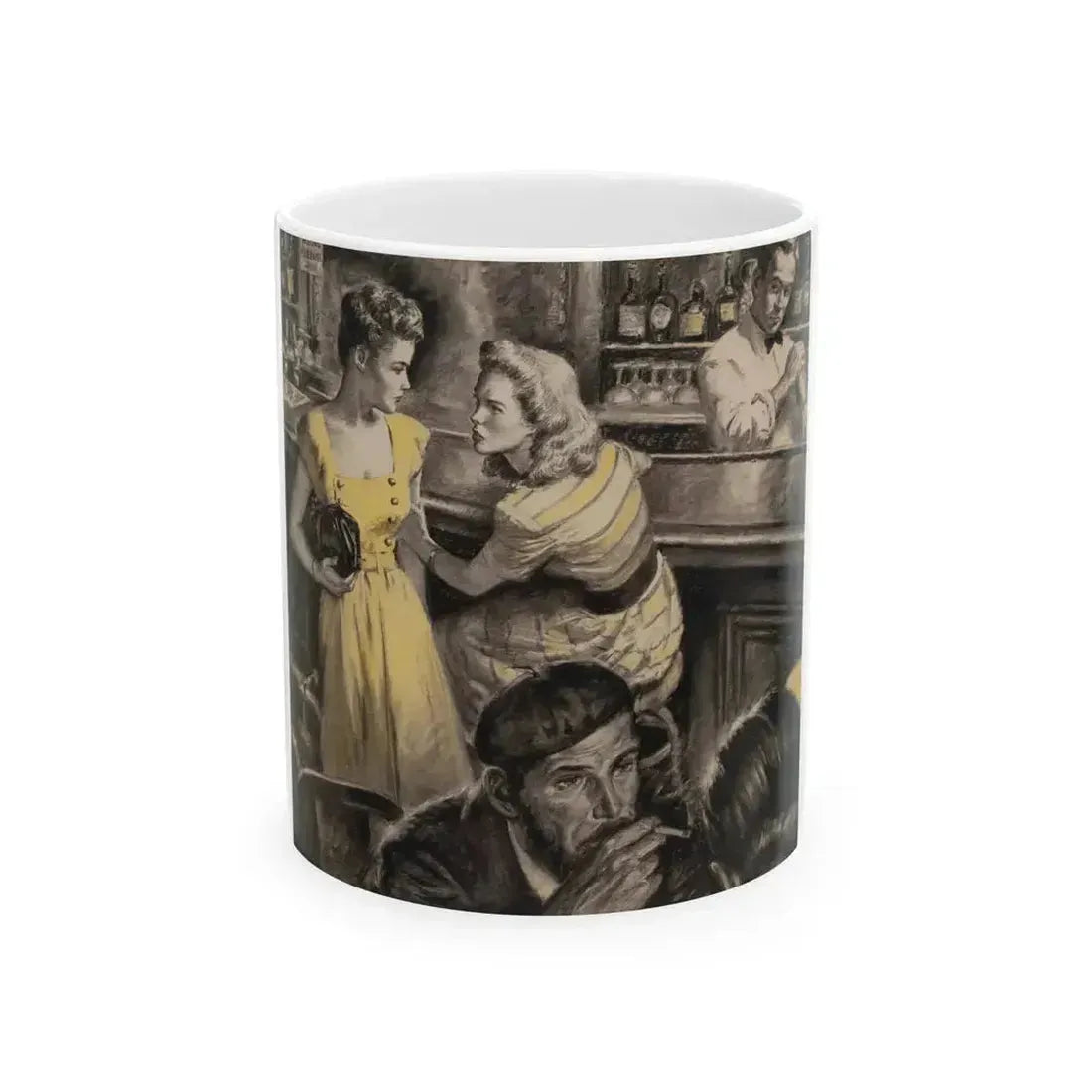 At His Best- and Worst, Redbook Magazine story illustration, December 1946 - White Coffee Mug 11oz - Go Mug Yourself