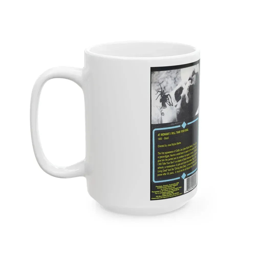 AT MIDNIGHT ILL TAKE YOUR SOUL COFFIN JOE SOMETHING WEIRD VIDEO (VHS COVER) - White Coffee Mug - Go Mug Yourself