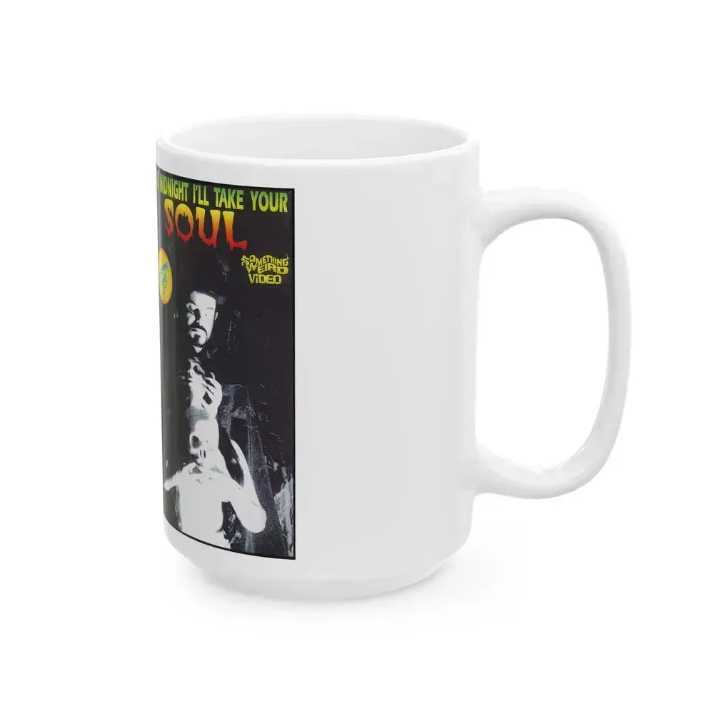 AT MIDNIGHT ILL TAKE YOUR SOUL COFFIN JOE SOMETHING WEIRD VIDEO (VHS COVER) - White Coffee Mug - Go Mug Yourself