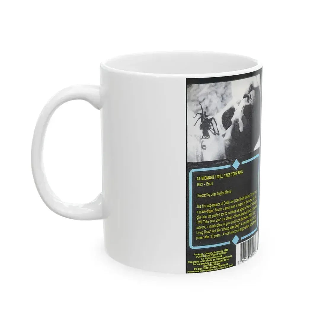 AT MIDNIGHT ILL TAKE YOUR SOUL COFFIN JOE SOMETHING WEIRD VIDEO (VHS COVER) - White Coffee Mug - Go Mug Yourself
