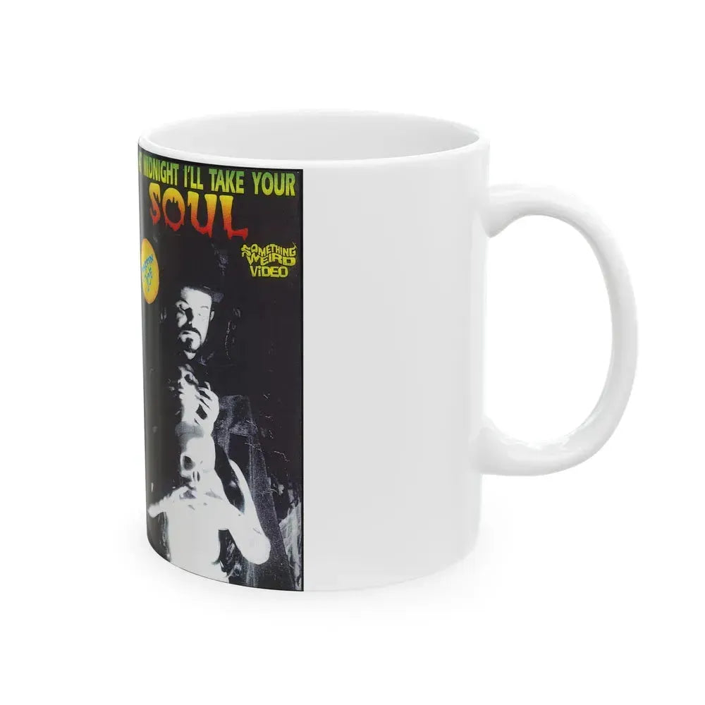 AT MIDNIGHT ILL TAKE YOUR SOUL COFFIN JOE SOMETHING WEIRD VIDEO (VHS COVER) - White Coffee Mug - Go Mug Yourself