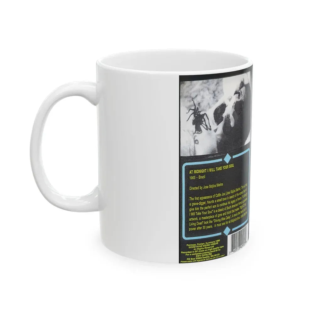 AT MIDNIGHT ILL TAKE YOUR SOUL COFFIN JOE SOMETHING WEIRD VIDEO (VHS COVER) - White Coffee Mug - Go Mug Yourself
