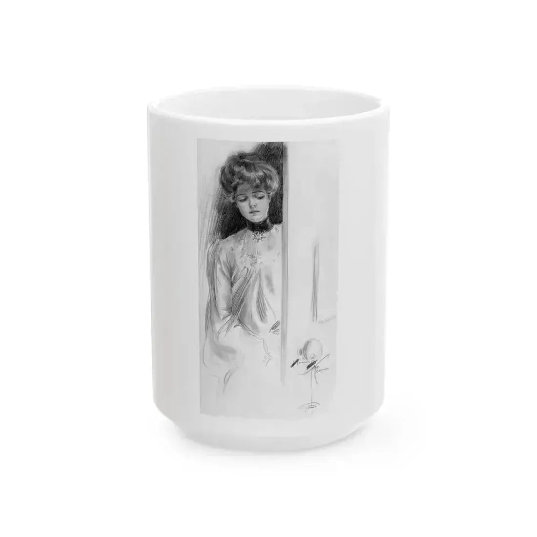 At the Doorway, Saturday Evening Post interior, 1903 - White Coffee Mug 15oz - Go Mug Yourself