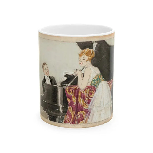 At the Piano Illustration (c. 1910s) - White Coffee Mug 11oz - Go Mug Yourself