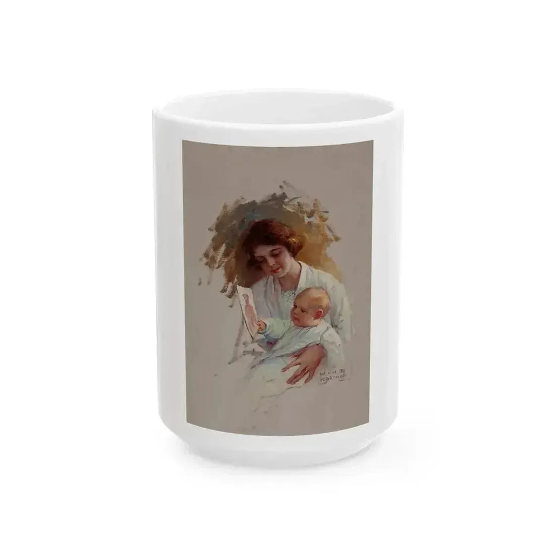 At the Port of Embarkment, Woman's Home Companion magazine story illustration - White Coffee Mug 15oz - Go Mug Yourself