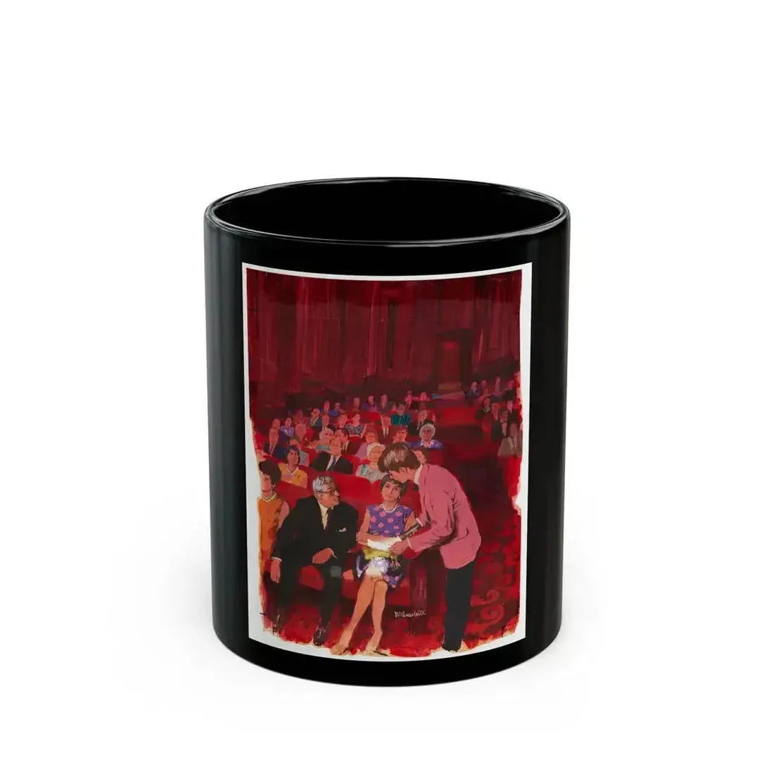 At The Theatre Illustration (undated) - Black Coffee Mug 11oz - Go Mug Yourself