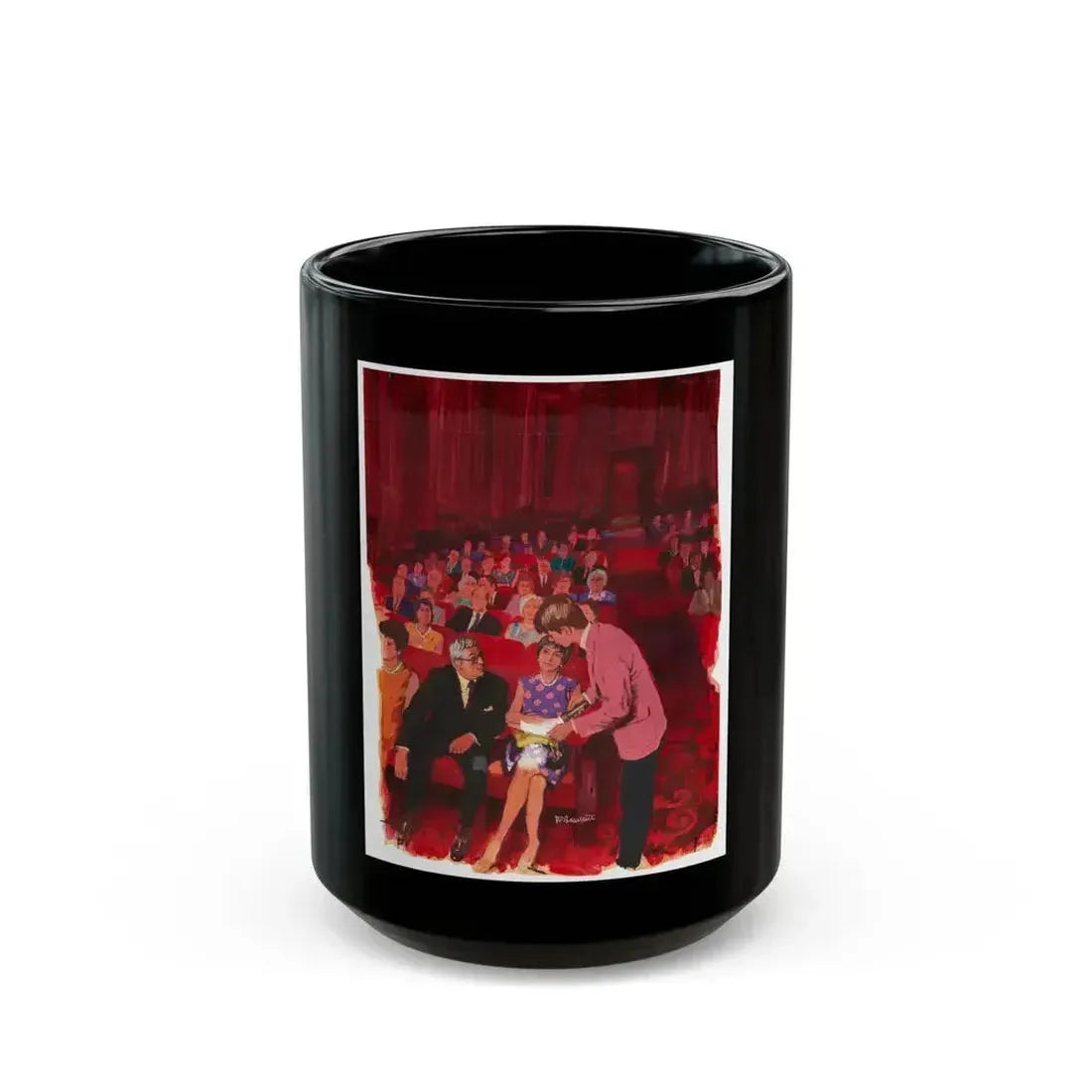 At The Theatre Illustration (undated) - Black Coffee Mug 15oz - Go Mug Yourself
