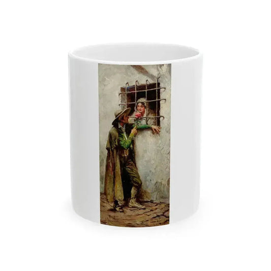 At the Window, Saturday Evening Post illustration, 1920 - White Coffee Mug 11oz - Go Mug Yourself