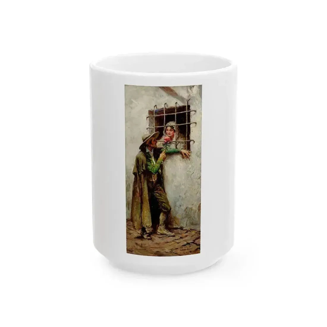 At the Window, Saturday Evening Post illustration, 1920 - White Coffee Mug 15oz - Go Mug Yourself