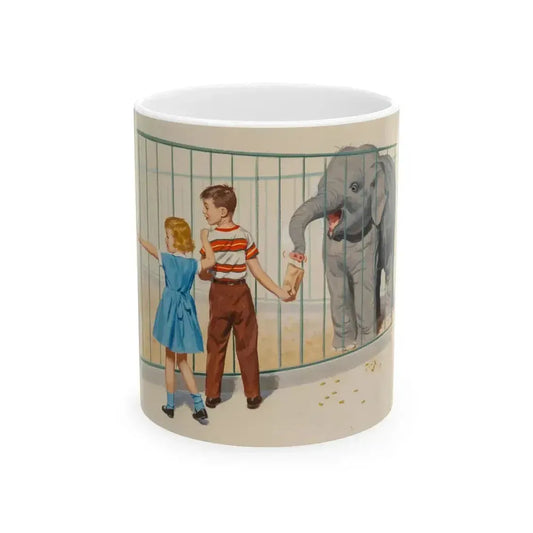 At the Zoo, Dick and Jane illustration - White Coffee Mug 11oz - Go Mug Yourself