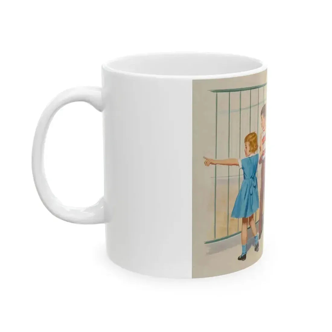 At the Zoo, Dick and Jane illustration - White Coffee Mug - Go Mug Yourself