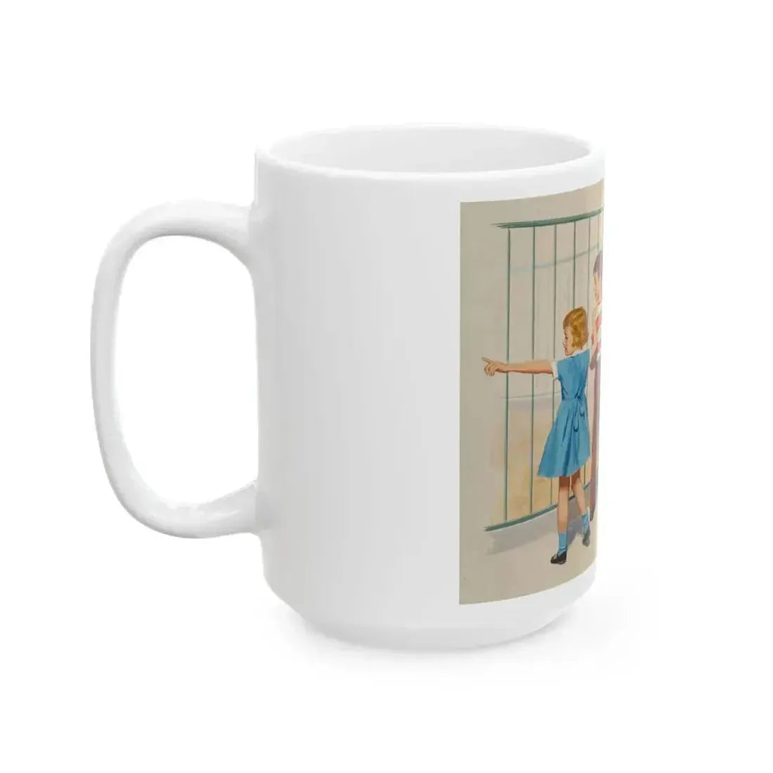 At the Zoo, Dick and Jane illustration - White Coffee Mug - Go Mug Yourself