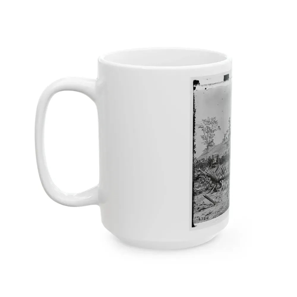 Atlanta, Ga. Chevaux-De-Frise On Marietta Street; Photographic Wagons And Darkroom Beyond (U.S. Civil War) White Coffee Mug - Go Mug Yourself