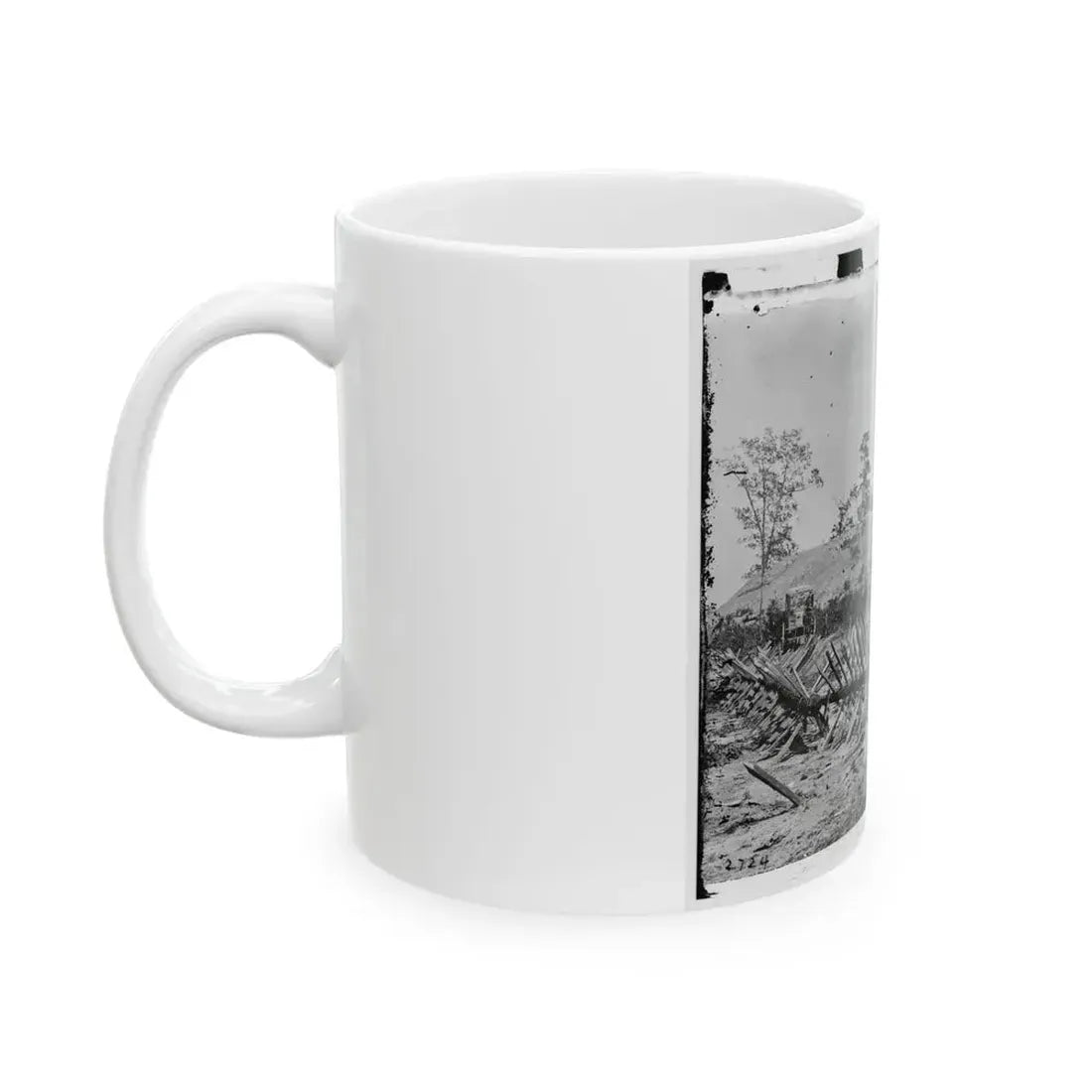 Atlanta, Ga. Chevaux-De-Frise On Marietta Street; Photographic Wagons And Darkroom Beyond (U.S. Civil War) White Coffee Mug - Go Mug Yourself