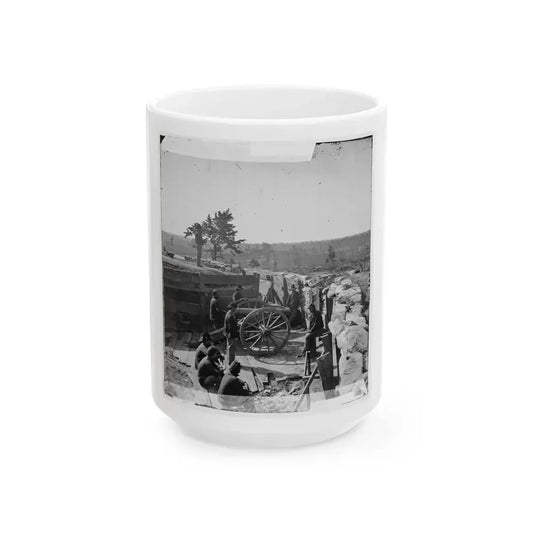 Atlanta, Ga. Federal Soldiers By Gun In Captured Fort (U.S. Civil War) White Coffee Mug 15oz - Go Mug Yourself
