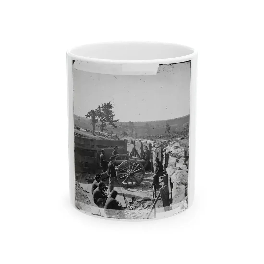 Atlanta, Ga. Federal Soldiers By Gun In Captured Fort (U.S. Civil War) White Coffee Mug - Go Mug Yourself
