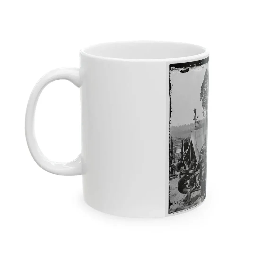 Atlanta, Ga. Federal Soldiers Relaxing By Guns Of Captured Fort (U.S. Civil War) White Coffee Mug - Go Mug Yourself