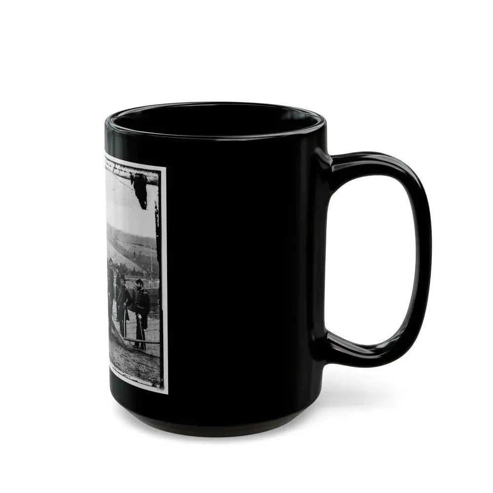Atlanta, Ga. Gen. William T. Sherman, Leaning On Breach Of Gun, And Staff At Federal Fort No. 7 (U.S. Civil War) Black Coffee Mug - Go Mug Yourself