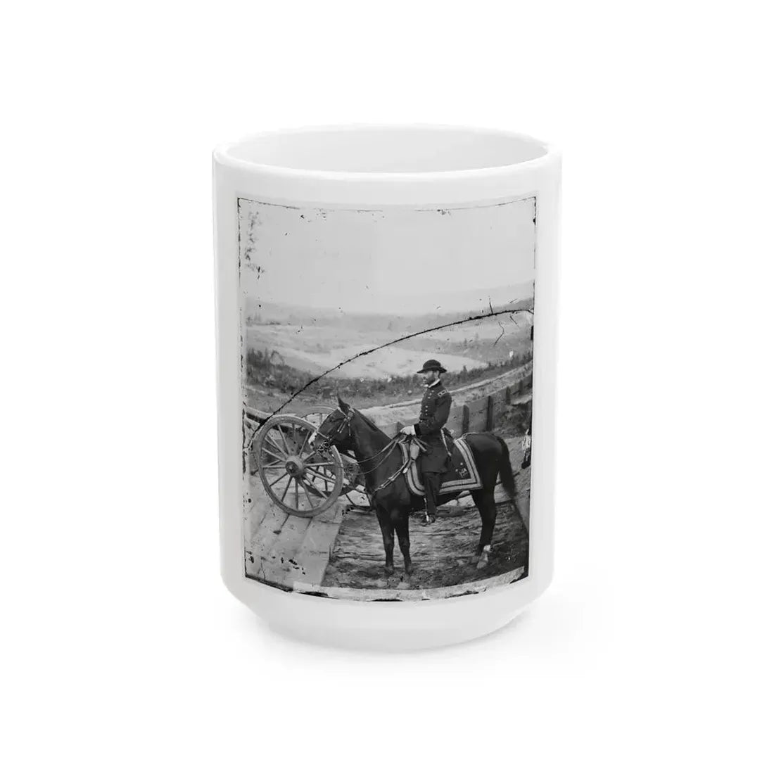 Atlanta, Ga. Gen. William T. Sherman On Horseback At Federal Fort No. 7 (U.S. Civil War) White Coffee Mug 15oz - Go Mug Yourself