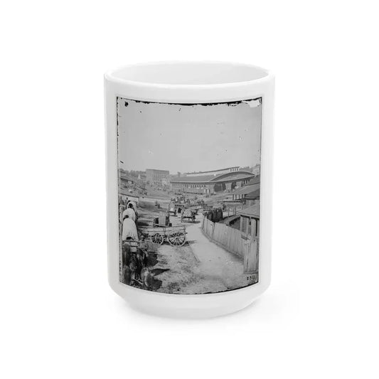 Atlanta, Ga. Railroad Depot; A Nearer View (U.S. Civil War) White Coffee Mug 15oz - Go Mug Yourself