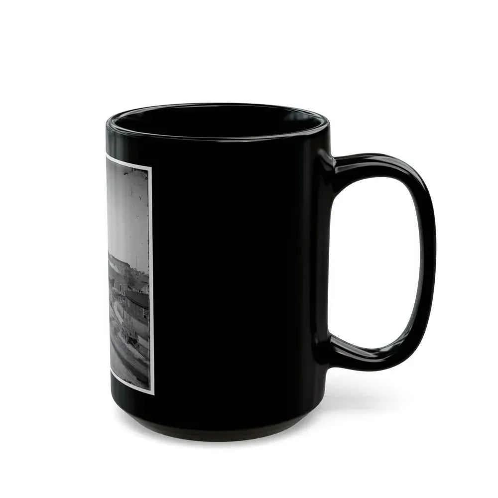 Atlanta, Ga. Railroad Depot And Yard; Trout House And Masonic Hall In Background (U.S. Civil War) Black Coffee Mug - Go Mug Yourself
