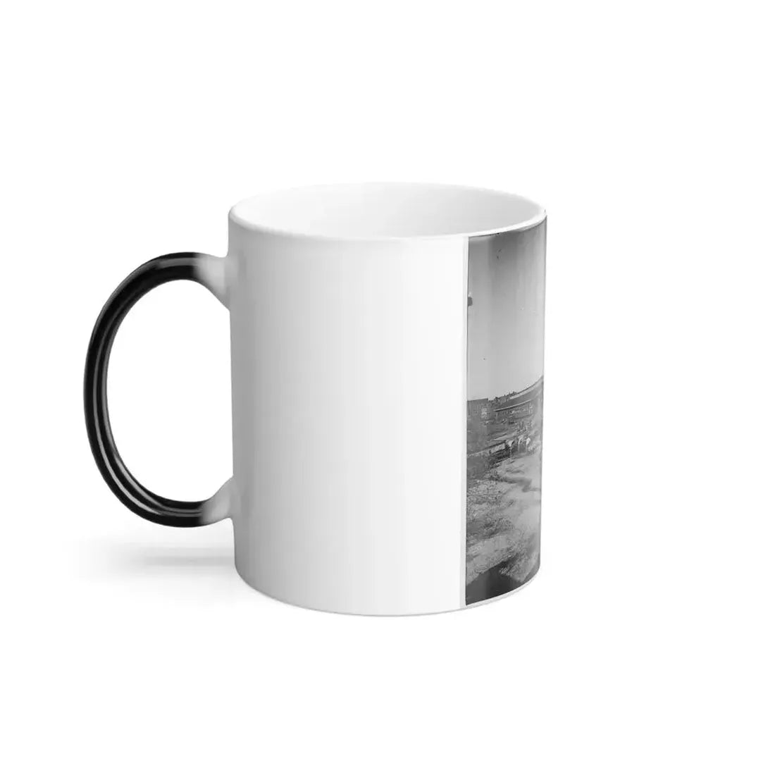Atlanta, Ga. Railroad Depot and Yard; Trout House and Masonic Hall in Background (U.S. Civil War) Color Changing Coffee Mug 11oz - Go Mug Yourself