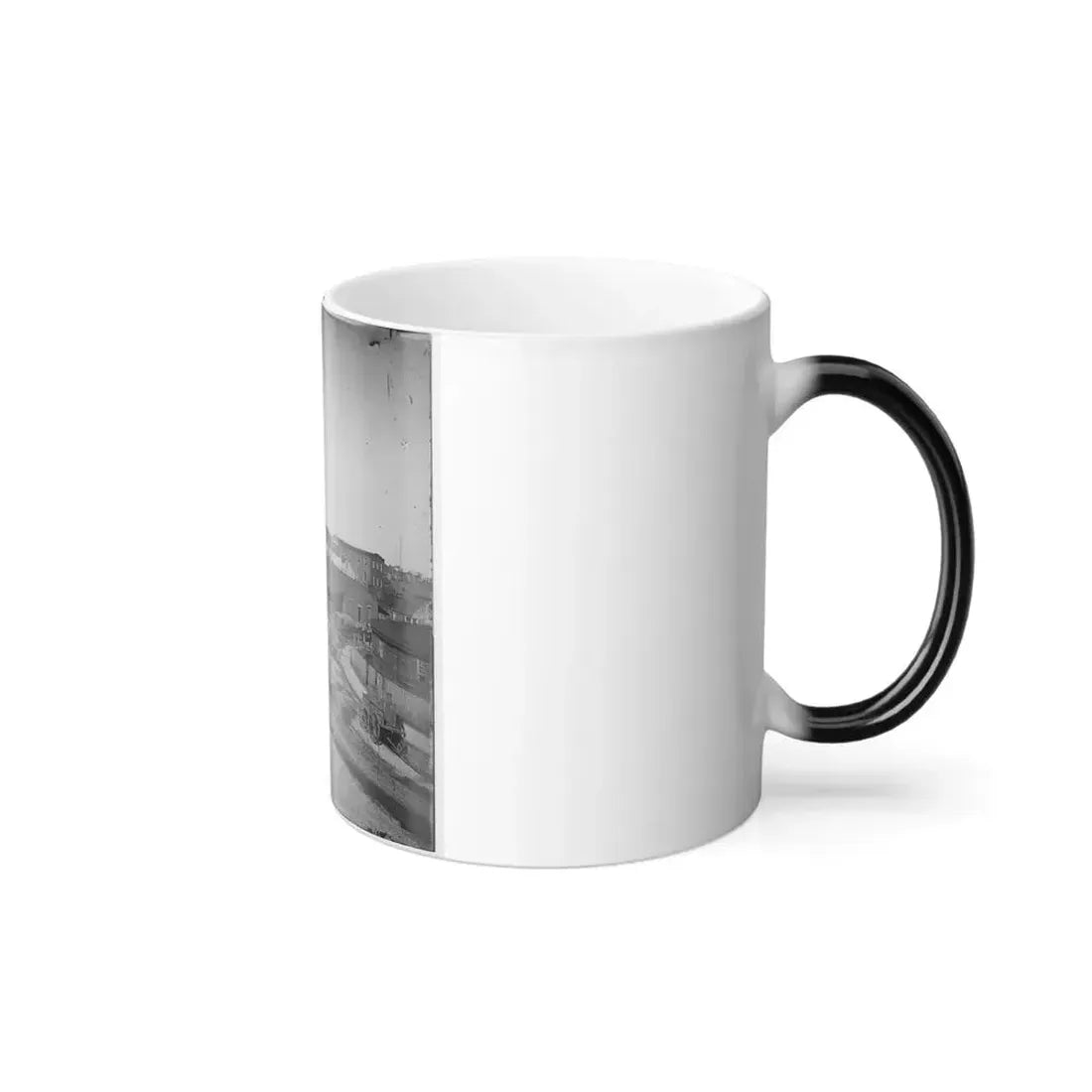 Atlanta, Ga. Railroad Depot and Yard; Trout House and Masonic Hall in Background (U.S. Civil War) Color Changing Coffee Mug 11oz - Go Mug Yourself