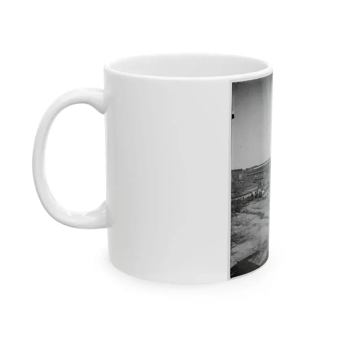 Atlanta, Ga. Railroad Depot And Yard; Trout House And Masonic Hall In Background (U.S. Civil War) White Coffee Mug - Go Mug Yourself