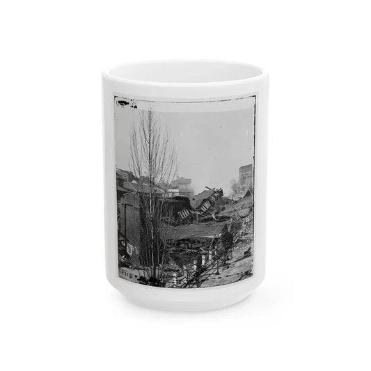 Atlanta, Ga. Ruins Of Depot, Blown Up On Sherman's Departure (U.S. Civil War) White Coffee Mug 15oz - Go Mug Yourself