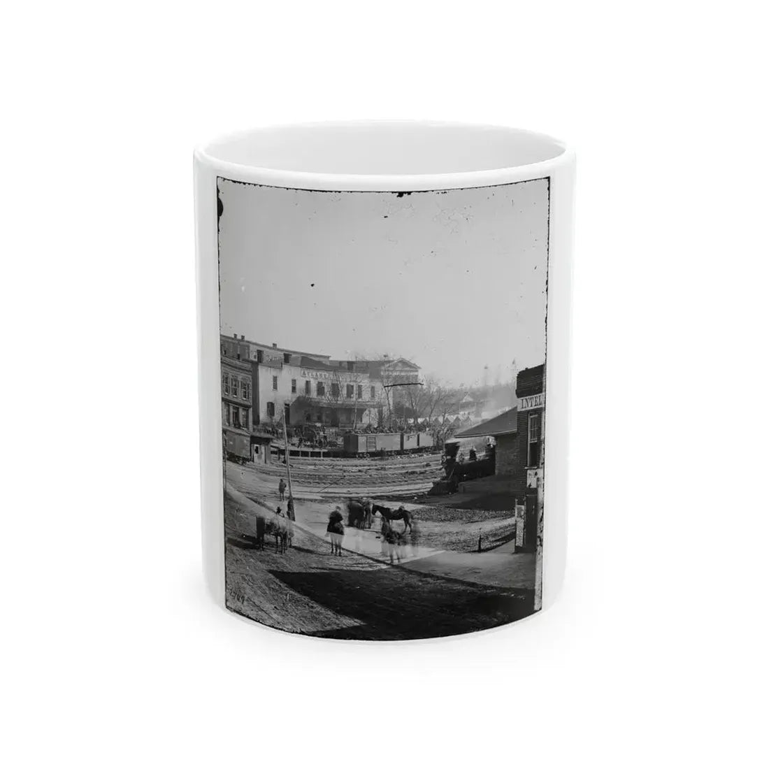 Atlanta, Ga. Soldiers On Boxcars At Railroad Depot (U.S. Civil War) White Coffee Mug 11oz - Go Mug Yourself