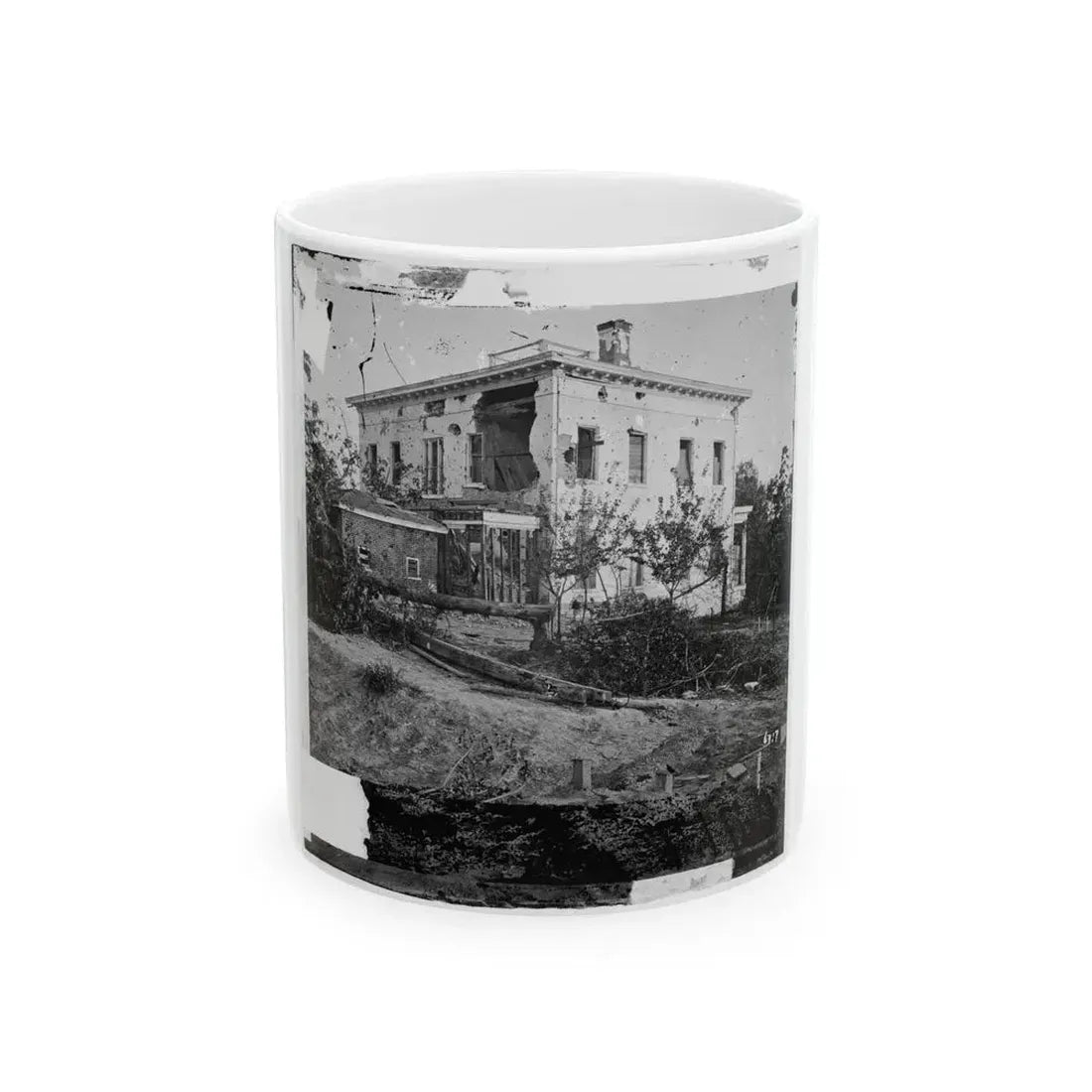 Atlanta, Ga. The Shell-Damaged Ponder House (U.S. Civil War) White Coffee Mug 11oz - Go Mug Yourself