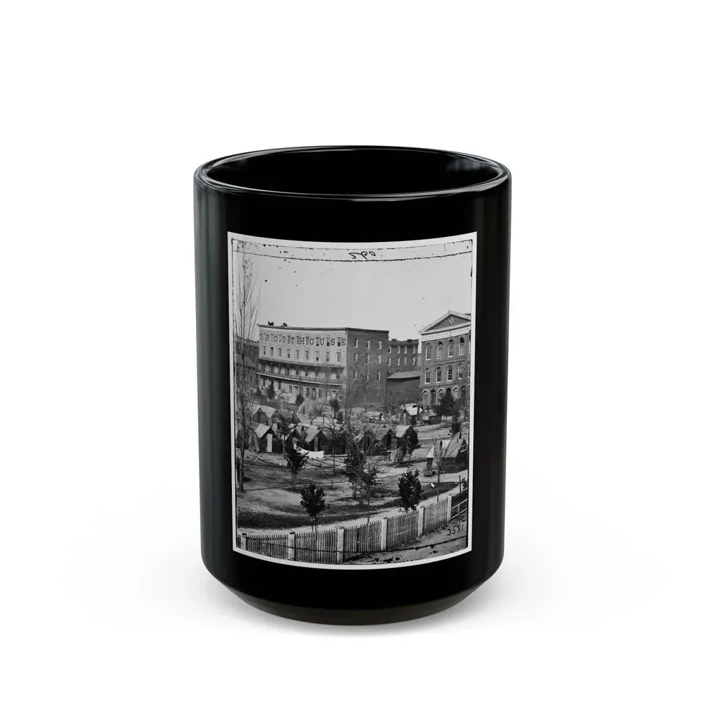 Atlanta, Ga. Trout House, Masonic Hall, And Federal Encampment On Decatur Street (U.S. Civil War) Black Coffee Mug 15oz - Go Mug Yourself